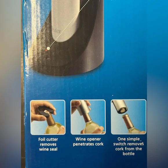 Oster Electric Wine Opener foil cutter model 4207 silver cordless new in box - Picture 3 of 7